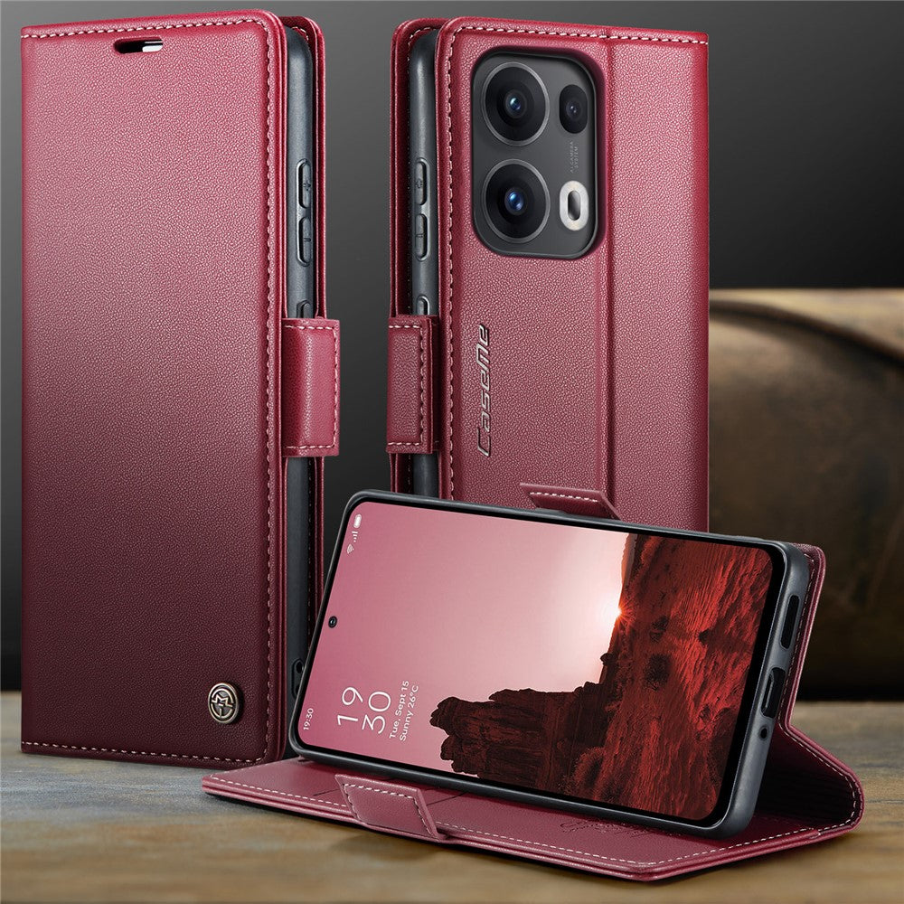 For Oppo Reno13 Pro 5G Case CASEME 023 Series RFID Blocking Leather Wallet Stand Phone Cover - Red