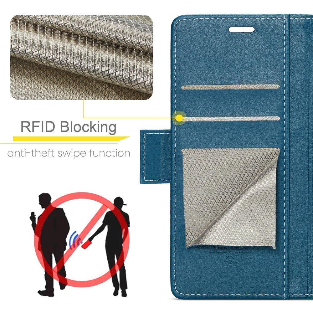 For Oppo Reno13 Pro 5G Case CASEME 023 Series RFID Blocking Leather Wallet Stand Phone Cover - Blue