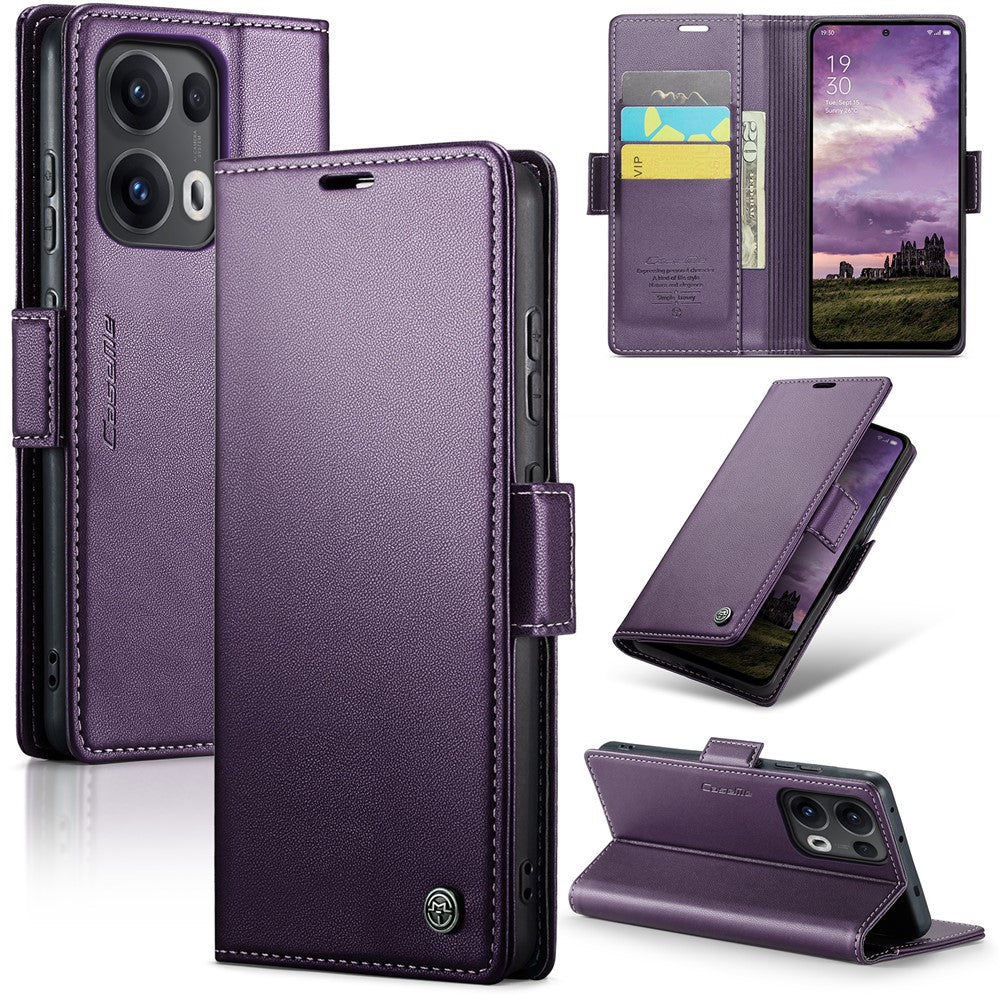 For Oppo Reno13 Pro 5G Case CASEME 023 Series RFID Blocking Leather Wallet Stand Phone Cover - Purple