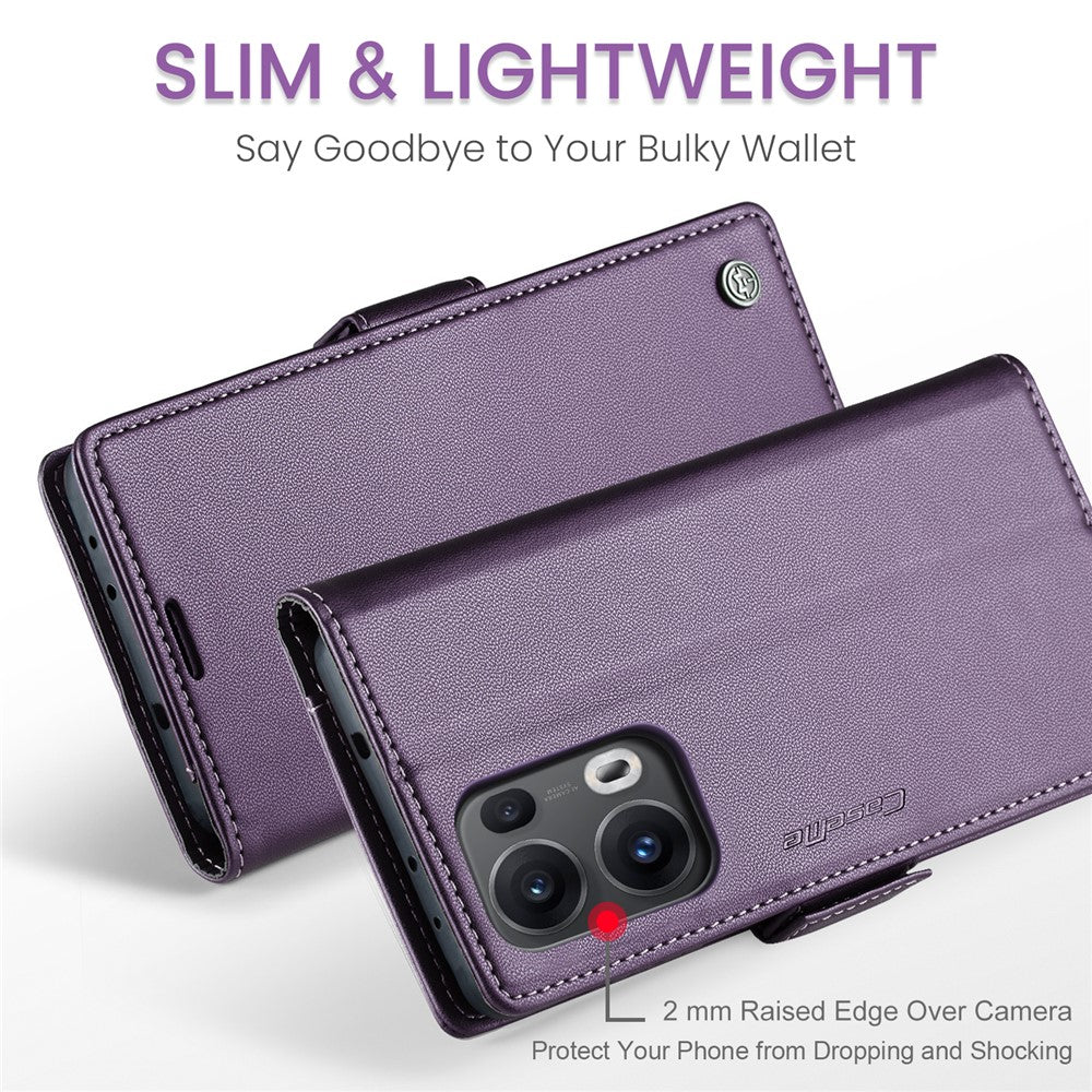 For Oppo Reno13 Pro 5G Case CASEME 023 Series RFID Blocking Leather Wallet Stand Phone Cover - Purple