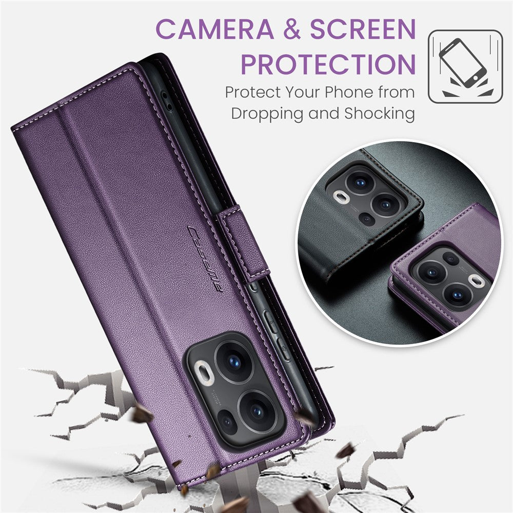 For Oppo Reno13 Pro 5G Case CASEME 023 Series RFID Blocking Leather Wallet Stand Phone Cover - Purple