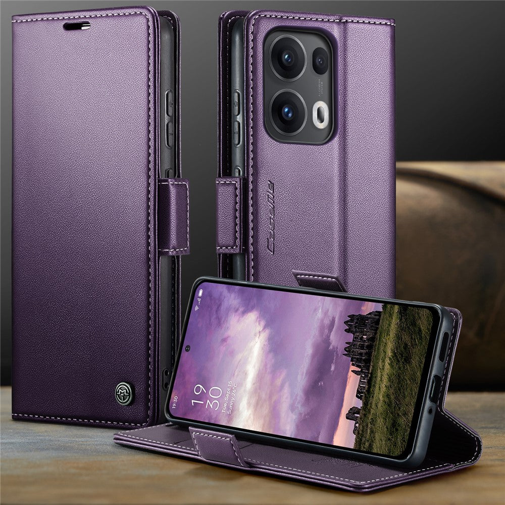 For Oppo Reno13 Pro 5G Case CASEME 023 Series RFID Blocking Leather Wallet Stand Phone Cover - Purple