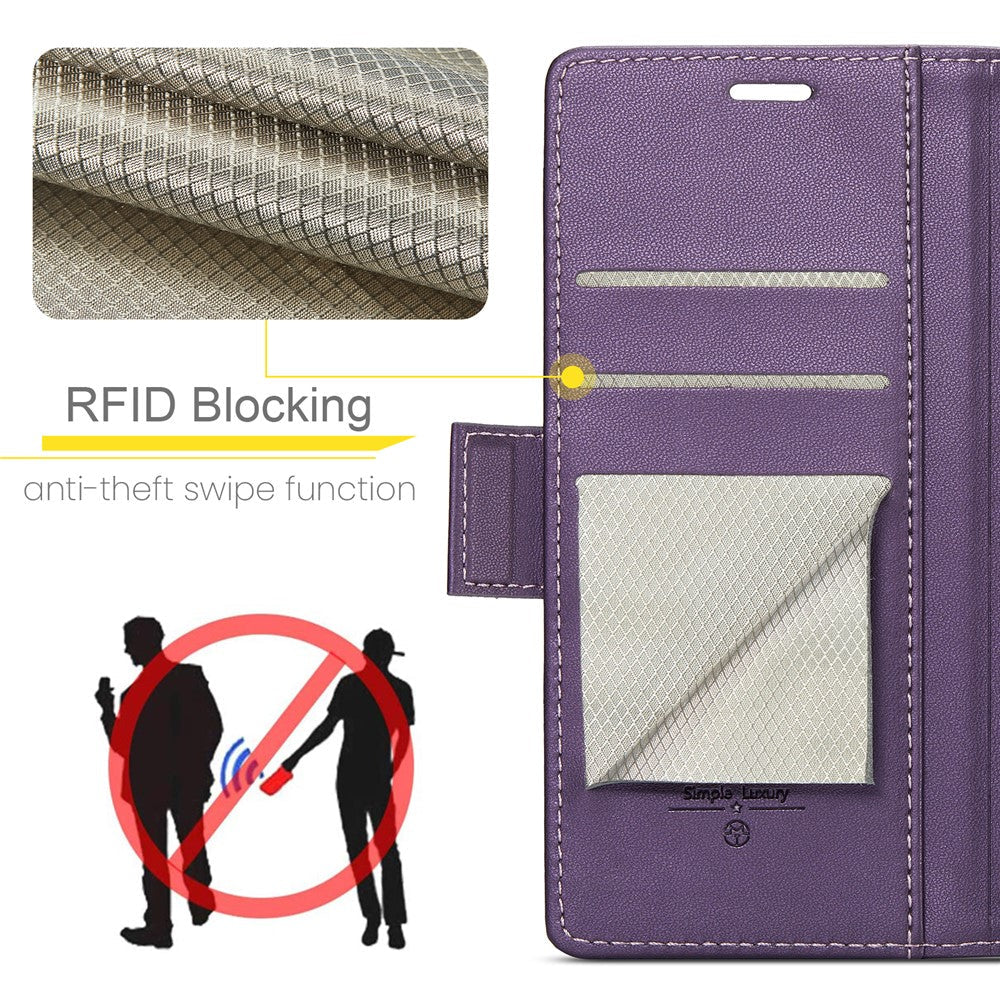 For Oppo Reno13 Pro 5G Case CASEME 023 Series RFID Blocking Leather Wallet Stand Phone Cover - Purple