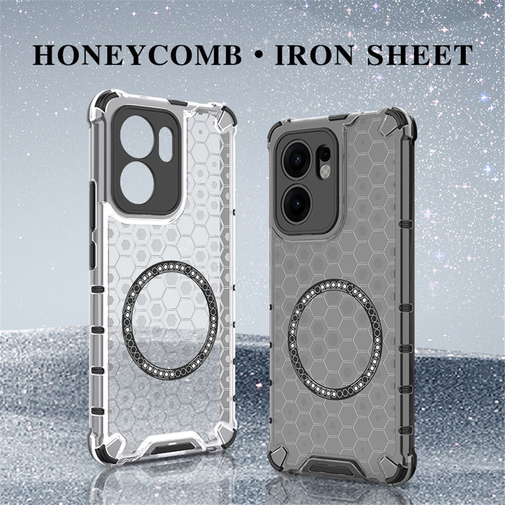 For Oppo Reno13 F 5G Case Compatible with MagSafe Honeycomb Design TPU + PC Phone Cover - Grey