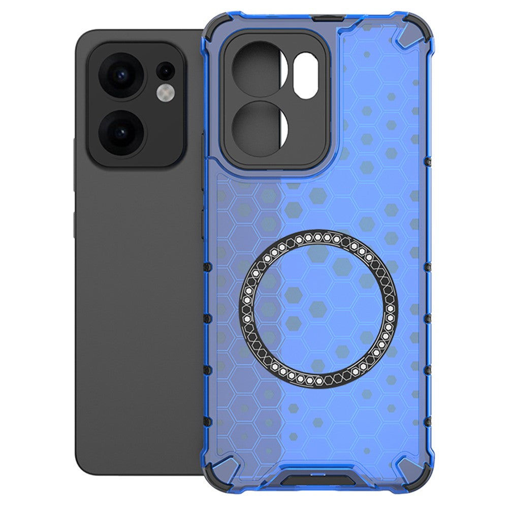 For Oppo Reno13 F 5G Case Compatible with MagSafe Honeycomb Design TPU + PC Phone Cover - Blue