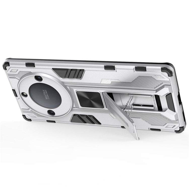 For Honor X40 5G Kickstand Protective Phone Case Drop-proof Hard PC Soft TPU Hybrid Cover - Silver