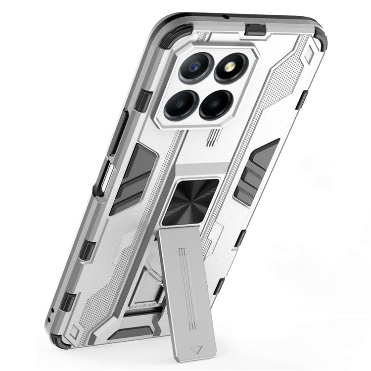 For Honor X8 5G Kickstand Phone Case Anti-drop Hard PC Soft TPU Shockproof Cover - Silver