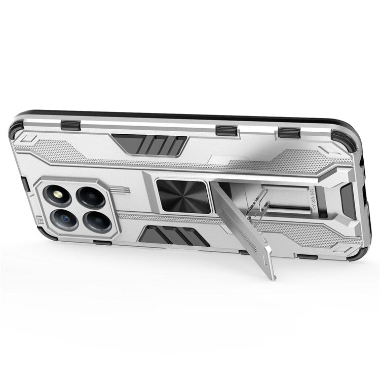 For Honor X8 5G Kickstand Phone Case Anti-drop Hard PC Soft TPU Shockproof Cover - Silver