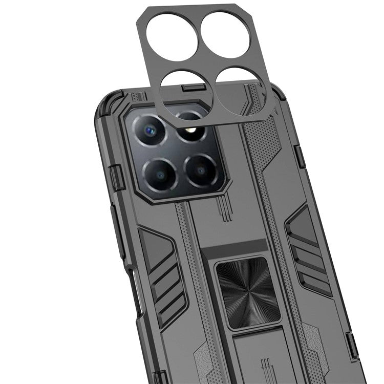 For Honor X8 5G Kickstand Phone Case Anti-drop Hard PC Soft TPU Shockproof Cover - Silver