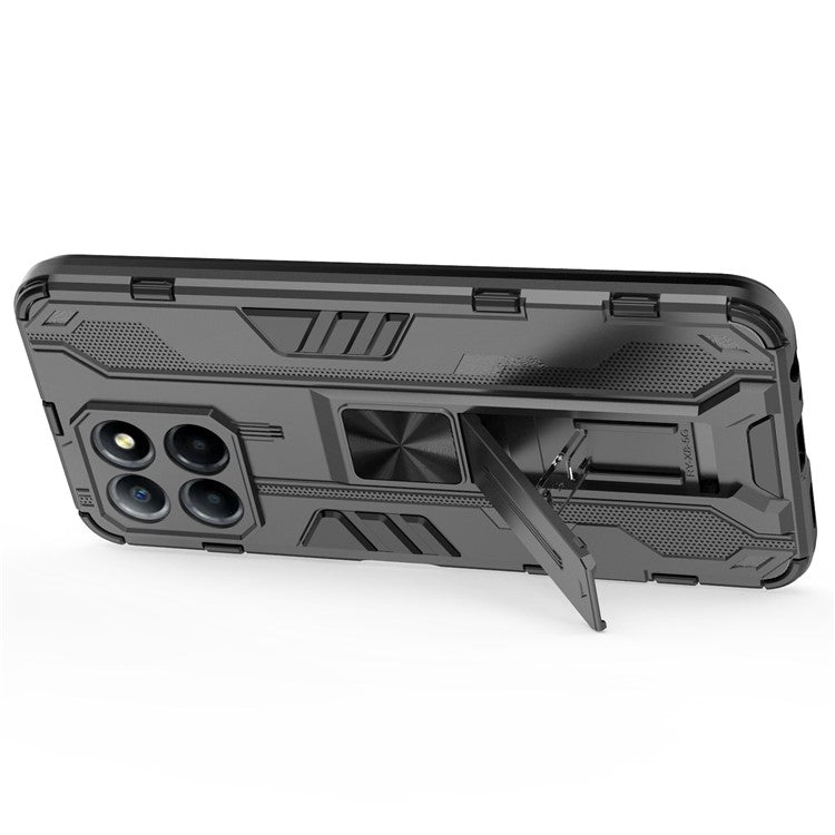 For Honor X8 5G Kickstand Phone Case Anti-drop Hard PC Soft TPU Shockproof Cover - Black