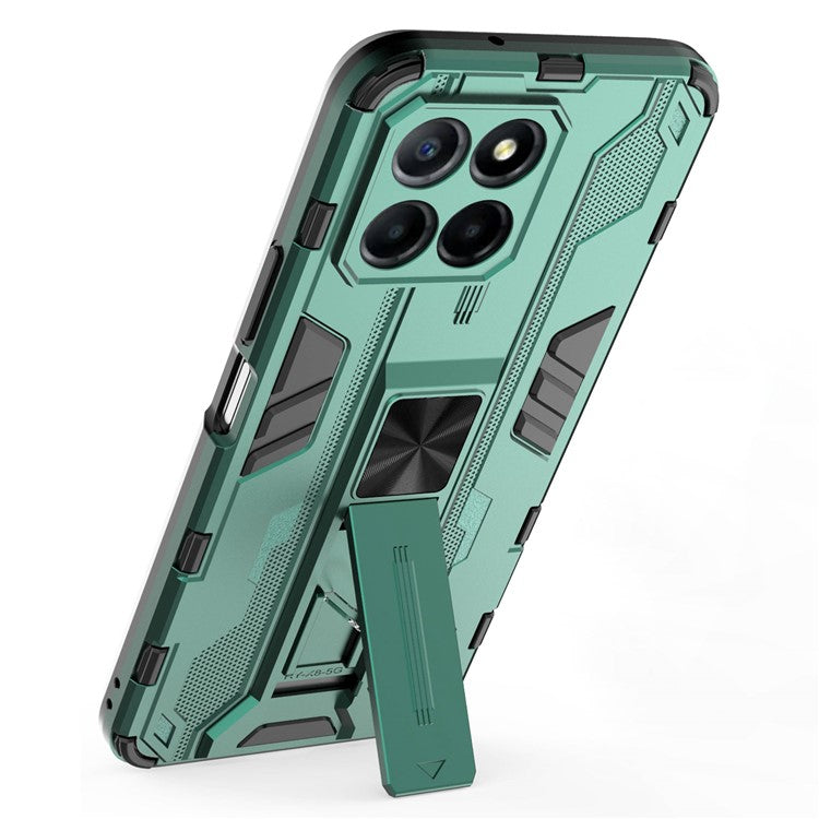 For Honor X8 5G Kickstand Phone Case Anti-drop Hard PC Soft TPU Shockproof Cover - Green