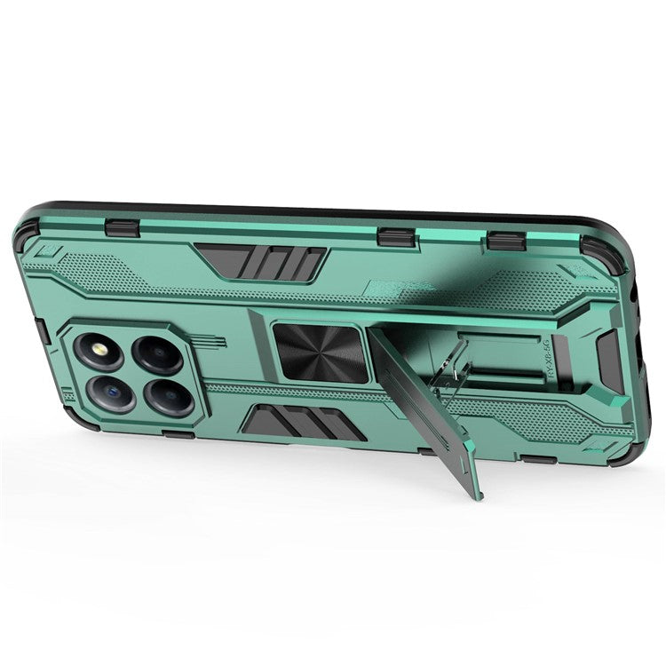 For Honor X8 5G Kickstand Phone Case Anti-drop Hard PC Soft TPU Shockproof Cover - Green