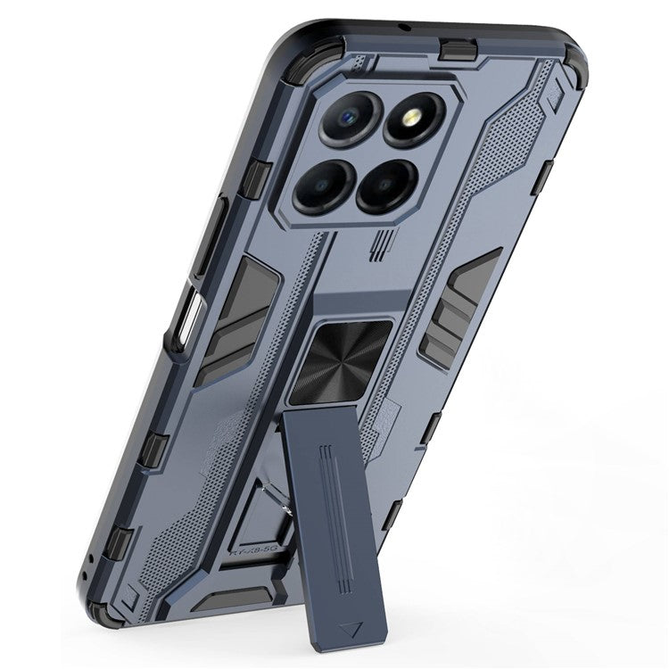 For Honor X8 5G Kickstand Phone Case Anti-drop Hard PC Soft TPU Shockproof Cover - Blue