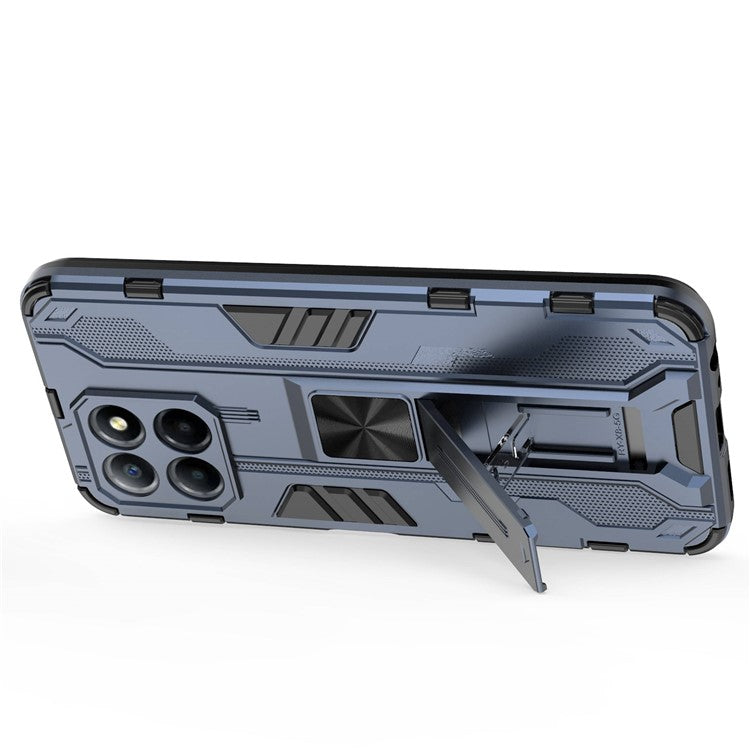 For Honor X8 5G Kickstand Phone Case Anti-drop Hard PC Soft TPU Shockproof Cover - Blue