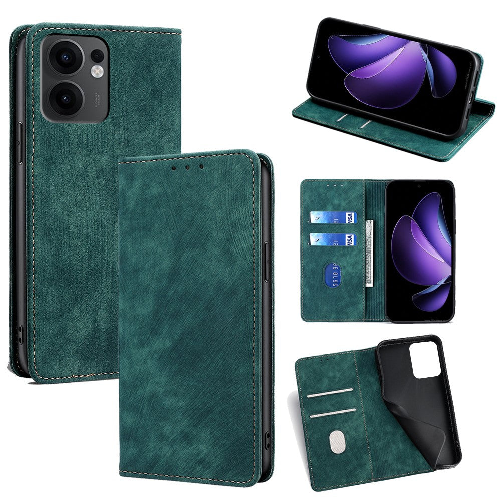For Oppo Reno13 F 5G  /  4G Case RFID Blocking Wallet Leather Phone Cover - Green