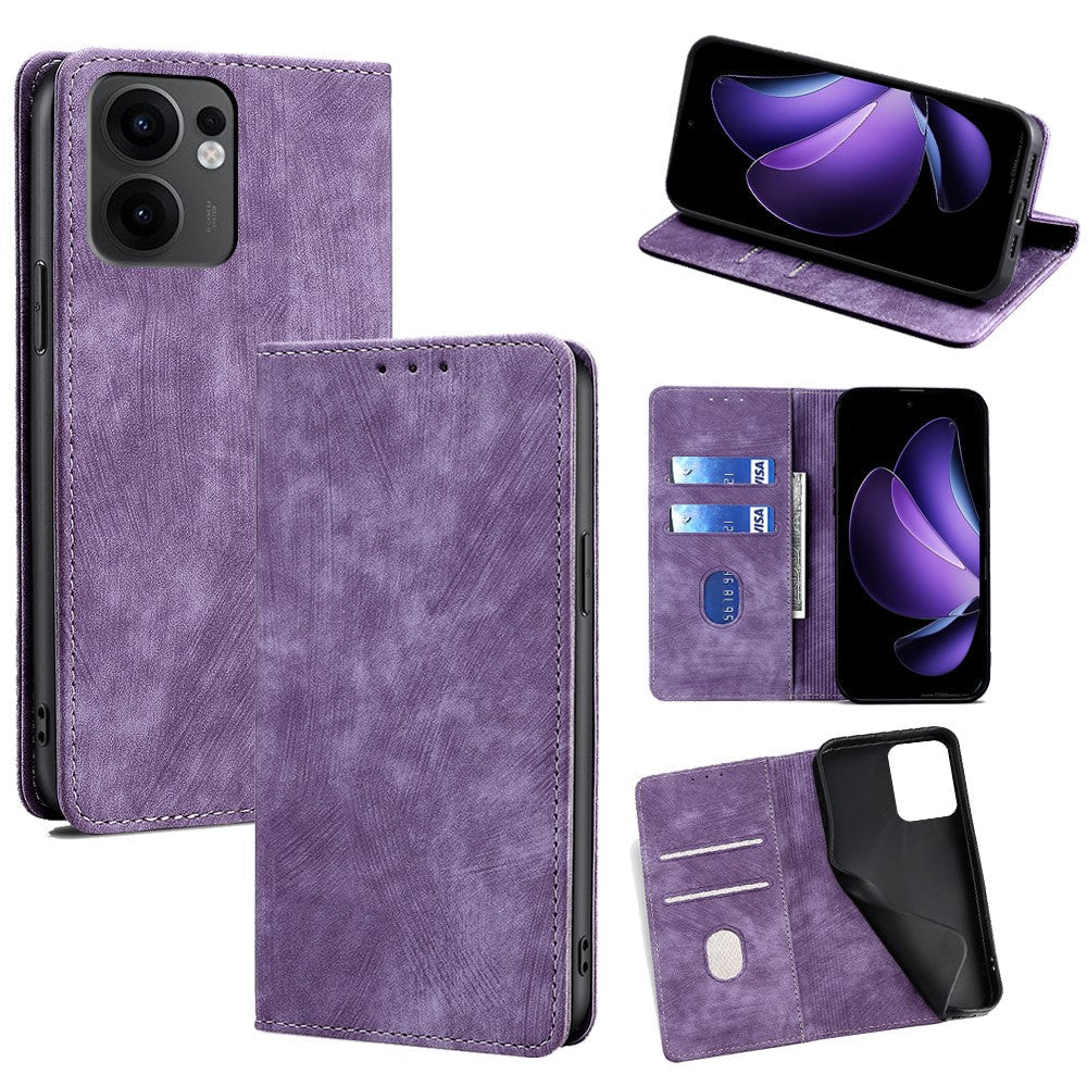 For Oppo Reno13 F 5G  /  4G Case RFID Blocking Wallet Leather Phone Cover - Purple