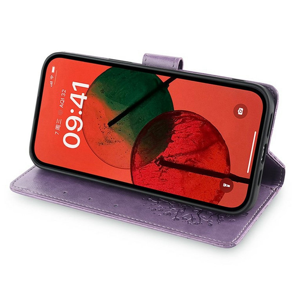 For Oppo Reno13 F 5G / 4G Case PU Leather Wallet Phone Cover Tree Deer Imprinted - Purple