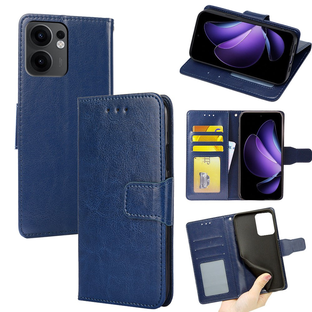For Oppo Reno13 F 5G  /  4G Case Wallet PU Leather + TPU Folding Stand Phone Cover - Sapphire