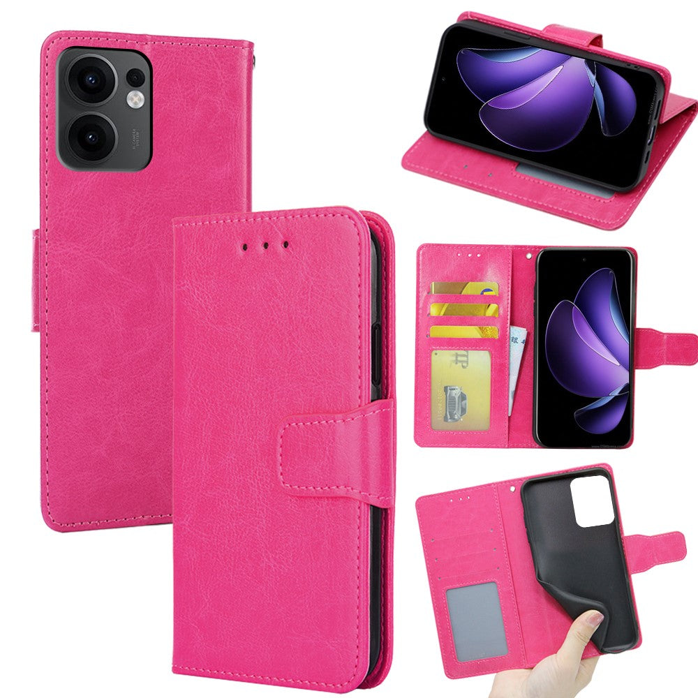 For Oppo Reno13 F 5G  /  4G Case Wallet PU Leather + TPU Folding Stand Phone Cover - Rose