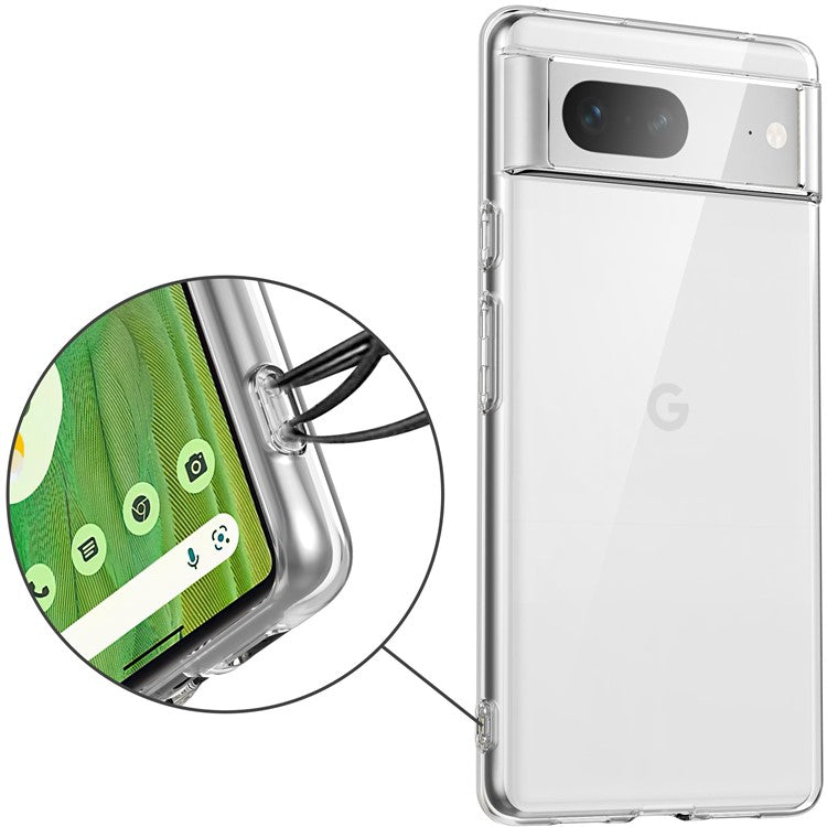 For Google Pixel 7 5G Anti-scratch Transparent Phone Case TPU Cover with 2.5D Arc Edge Tempered Glass Screen Protector