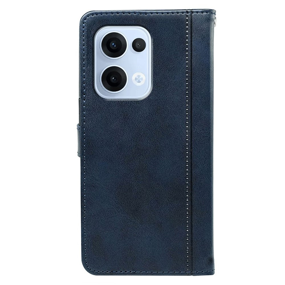 For Oppo Reno13 5G (Global) Case Calf Texture Leather Stand Book Style Phone Cover - Blue