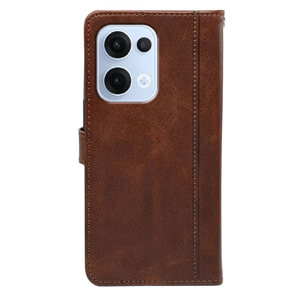 For Oppo Reno13 5G (Global) Case Calf Texture Leather Stand Book Style Phone Cover - Brown