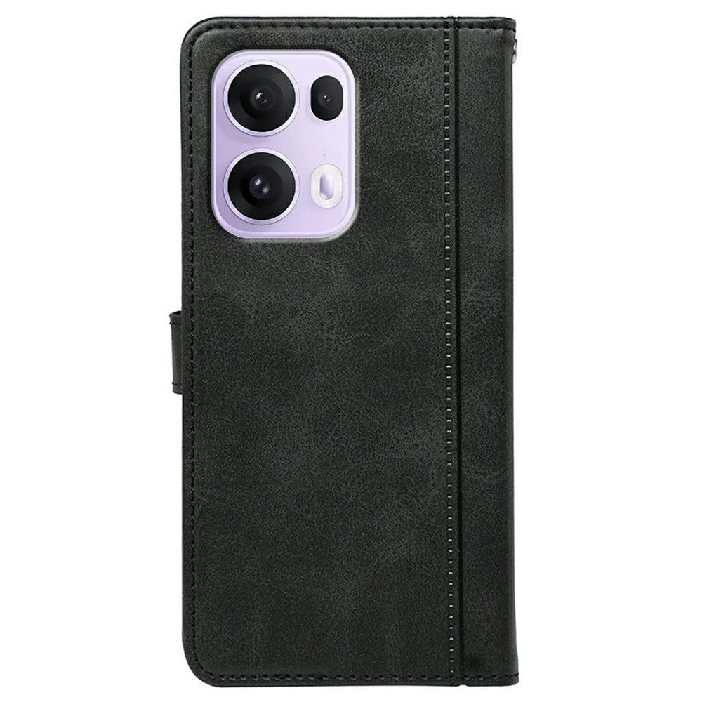 For Oppo Reno13 Pro 5G Case Calf Texture Leather Stand Book Style Phone Cover - Black