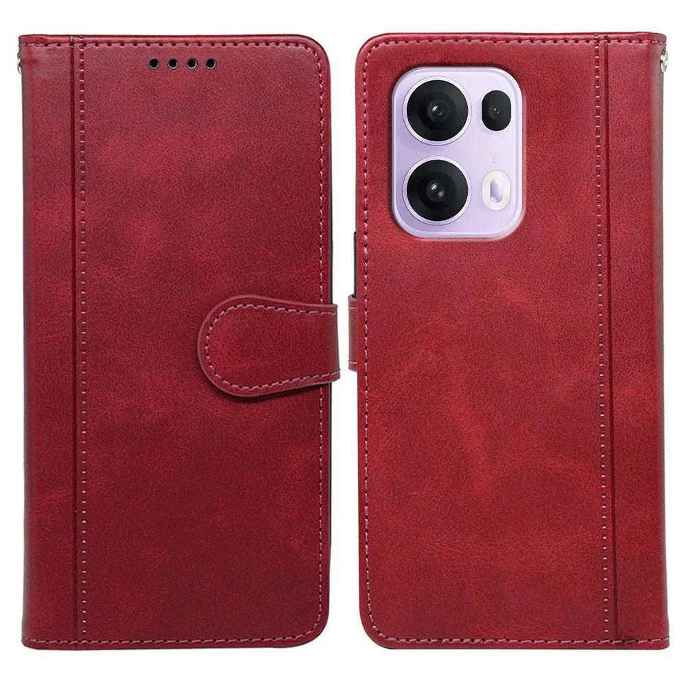 For Oppo Reno13 Pro 5G Case Calf Texture Leather Stand Book Style Phone Cover - Red