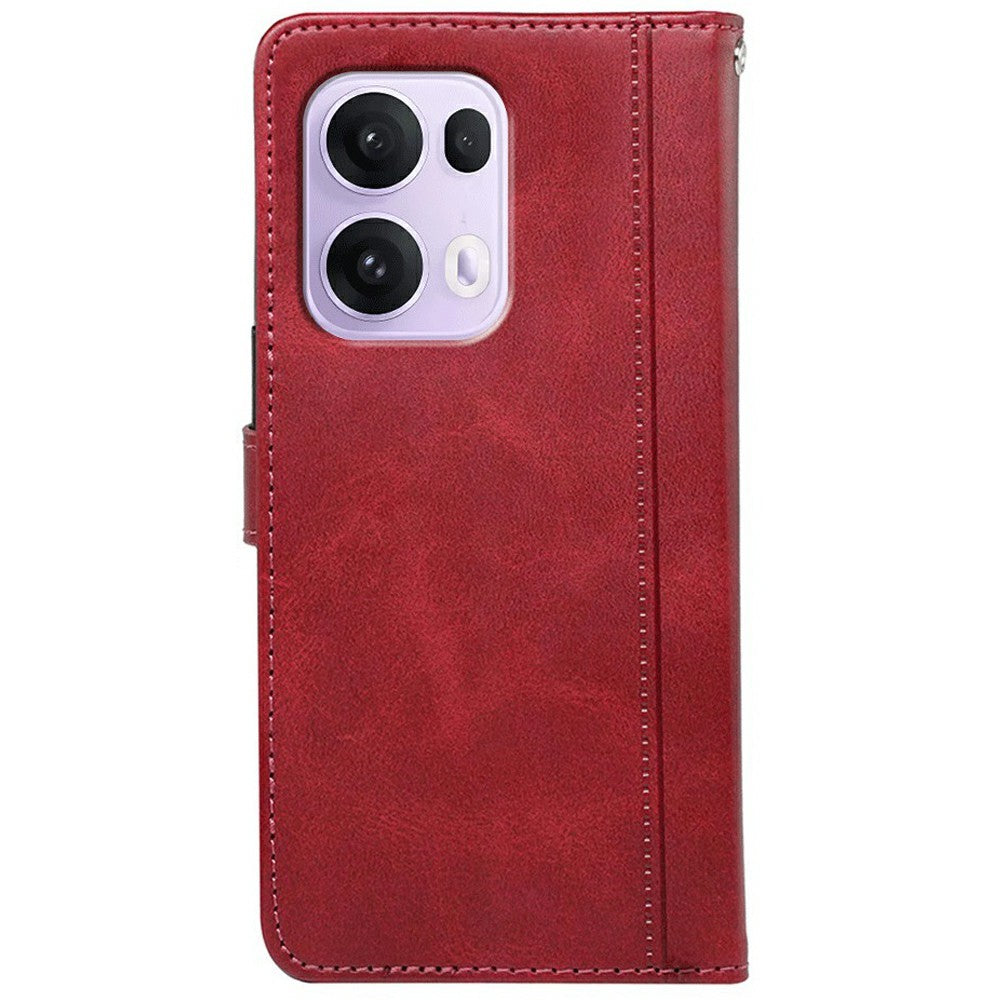 For Oppo Reno13 Pro 5G Case Calf Texture Leather Stand Book Style Phone Cover - Red