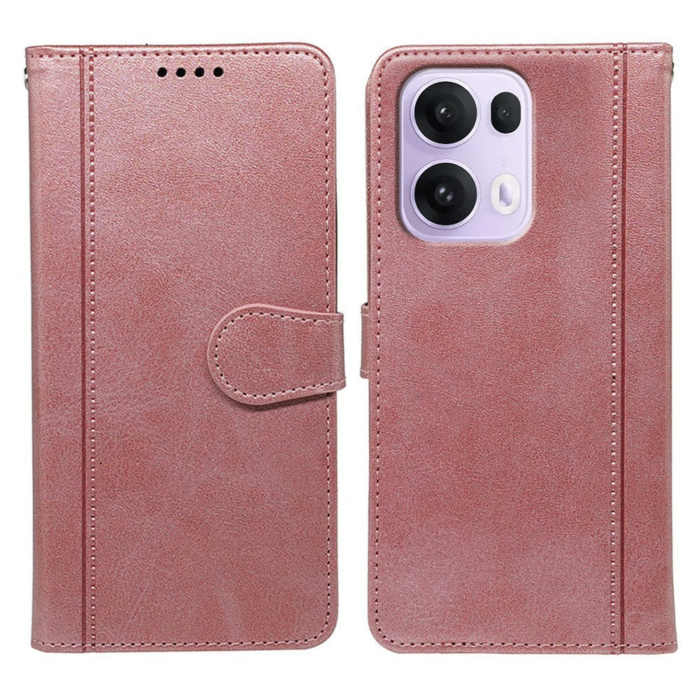 For Oppo Reno13 Pro 5G Case Calf Texture Leather Stand Book Style Phone Cover - Rose Gold