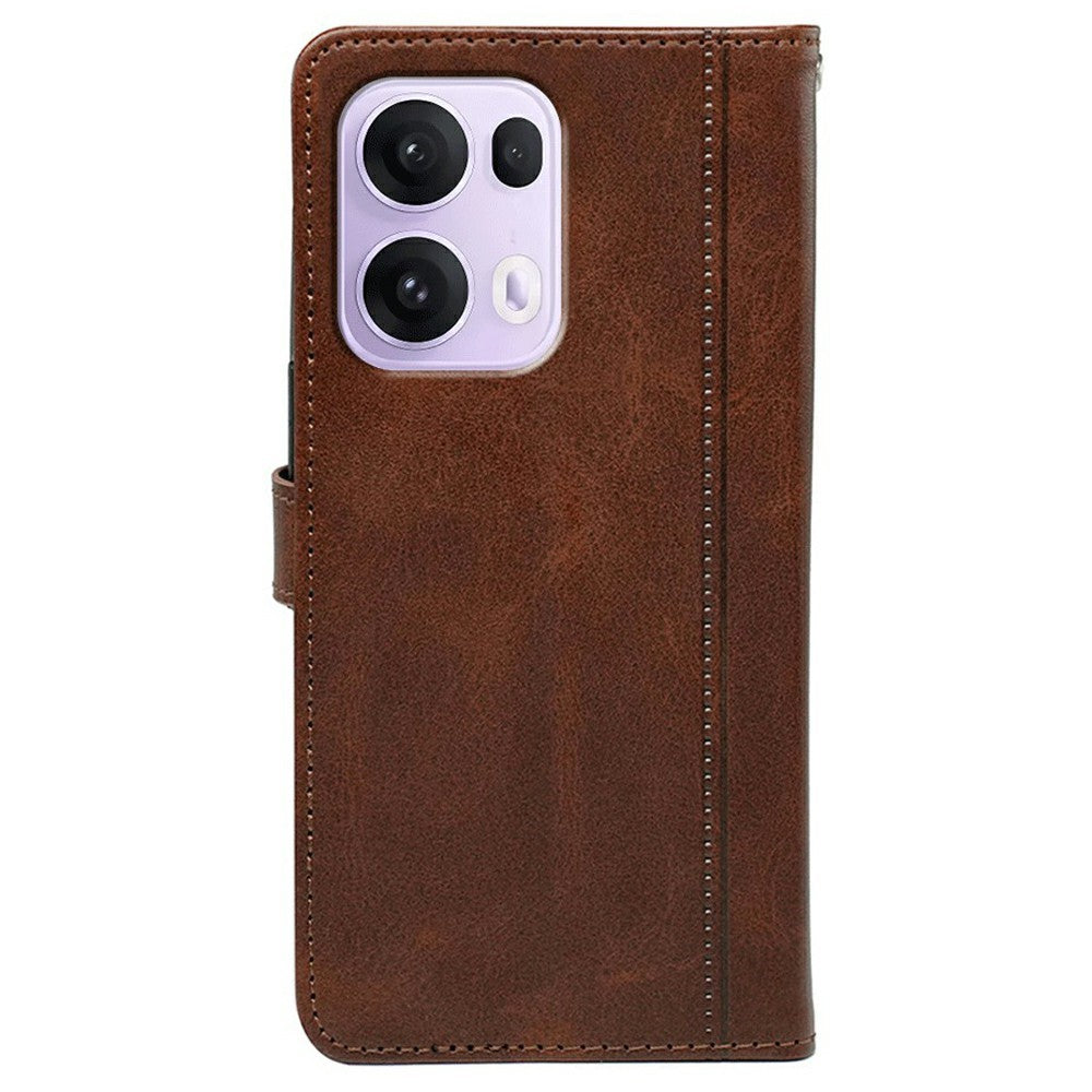 For Oppo Reno13 Pro 5G Case Calf Texture Leather Stand Book Style Phone Cover - Brown