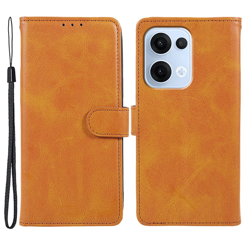 For Oppo Reno13 5G (Global) Case PU Leather Wallet Protective Phone Cover Calf Texture - Khaki