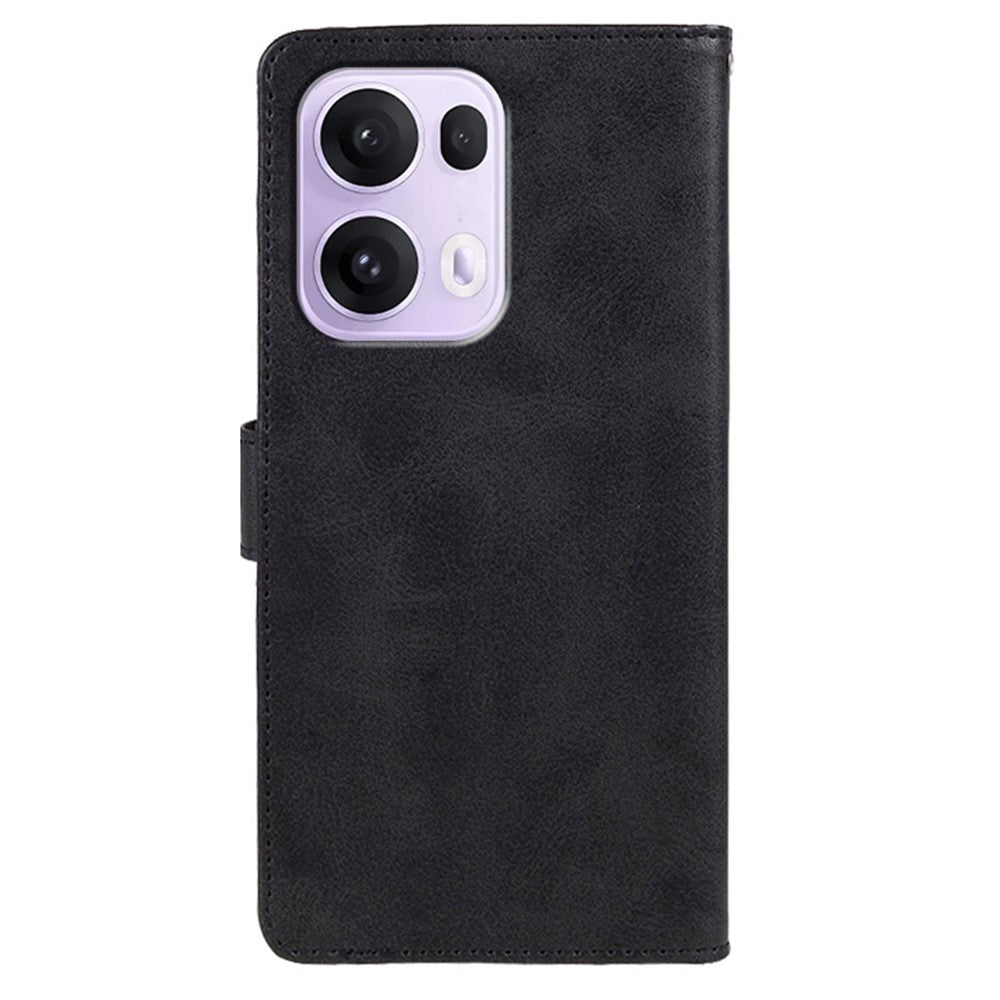 For Oppo Reno13 Pro 5G Case PU Leather Wallet Protective Phone Cover Calf Texture - Black