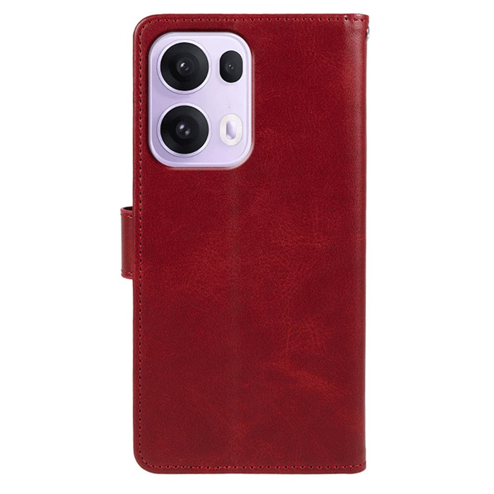 For Oppo Reno13 Pro 5G Case PU Leather Wallet Protective Phone Cover Calf Texture - Red
