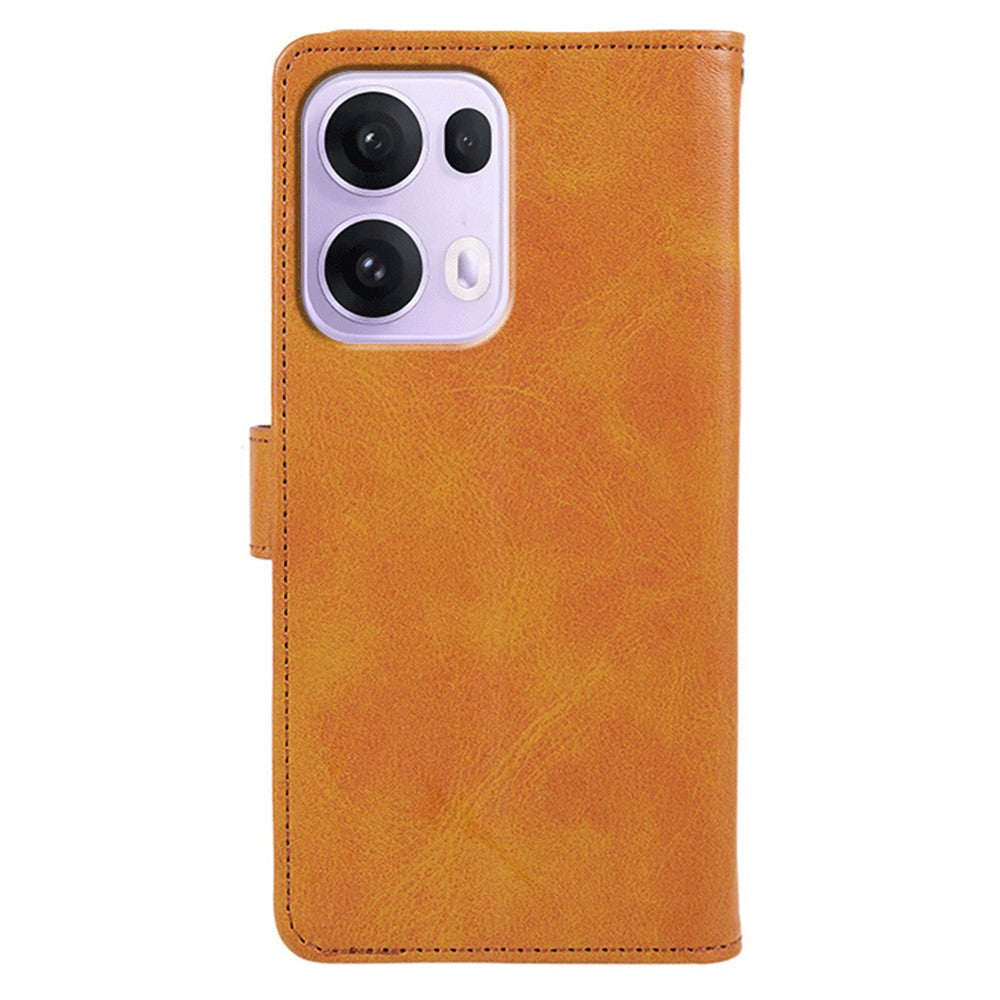 For Oppo Reno13 Pro 5G Case PU Leather Wallet Protective Phone Cover Calf Texture - Khaki
