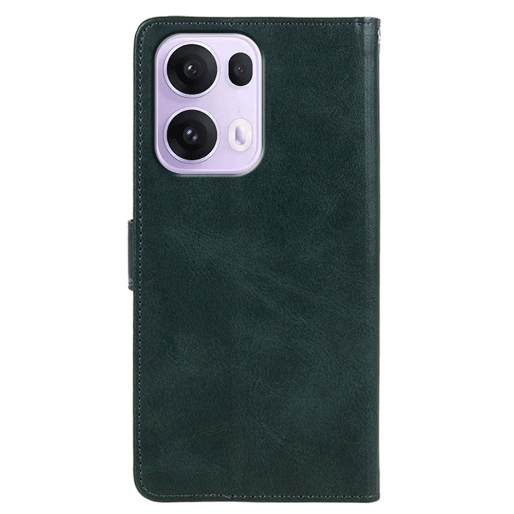 For Oppo Reno13 Pro 5G Case PU Leather Wallet Protective Phone Cover Calf Texture - Midnight Green
