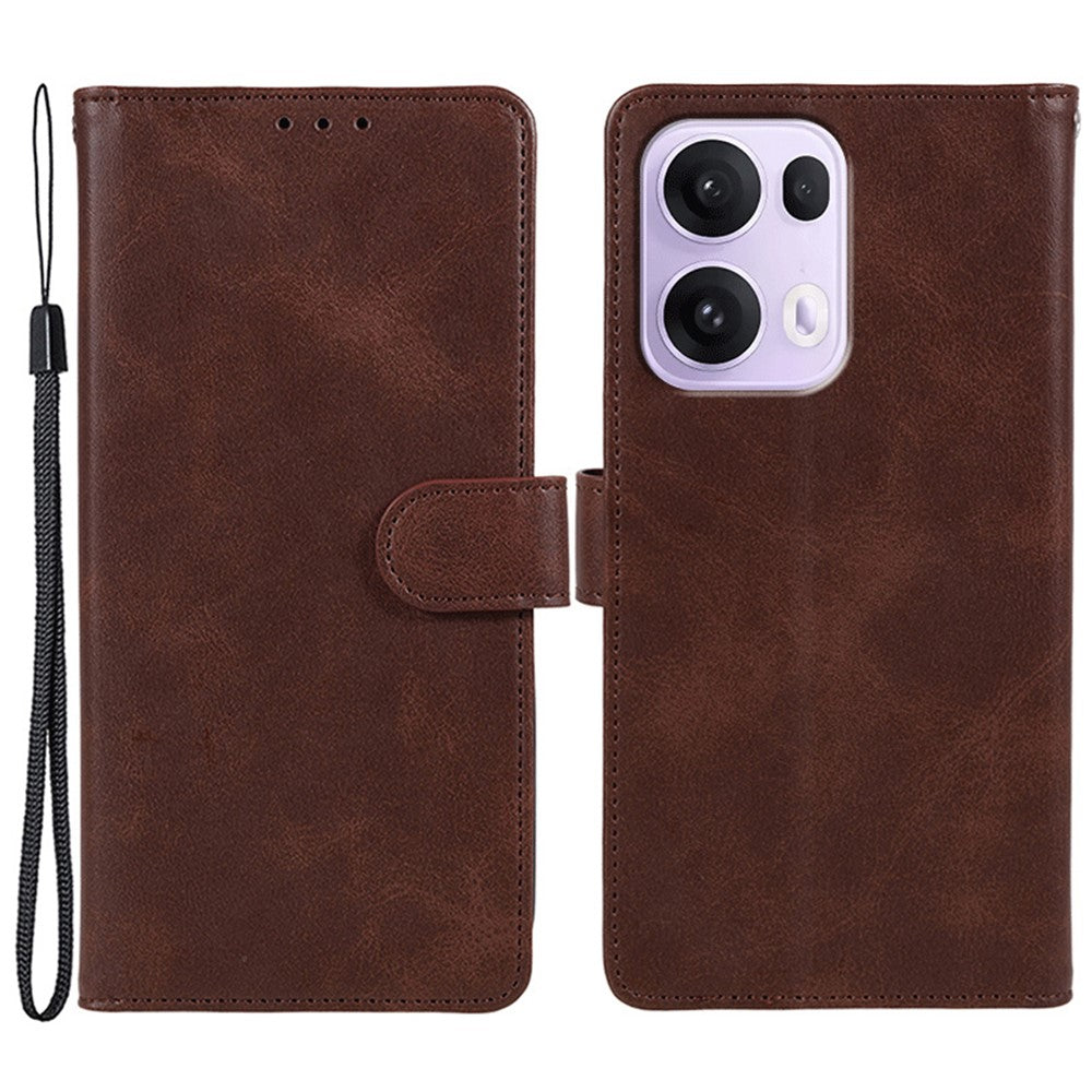 For Oppo Reno13 Pro 5G Case PU Leather Wallet Protective Phone Cover Calf Texture - Brown