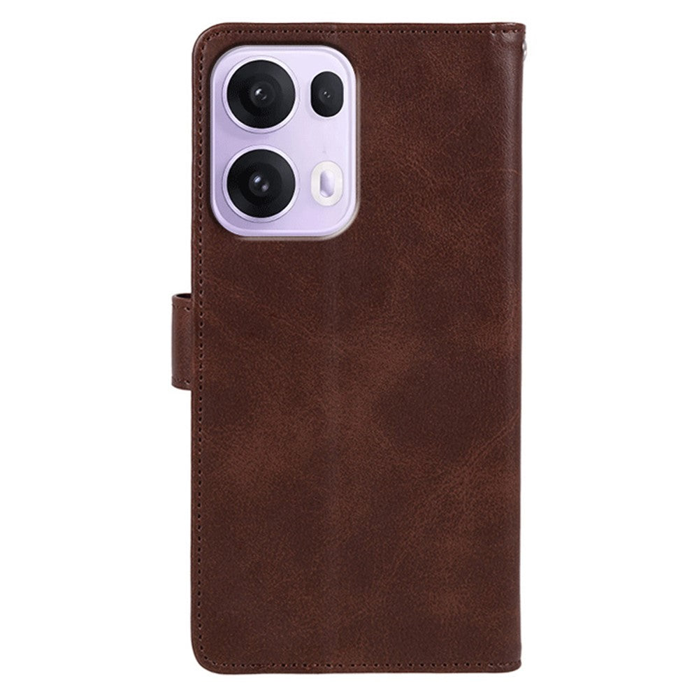 For Oppo Reno13 Pro 5G Case PU Leather Wallet Protective Phone Cover Calf Texture - Brown