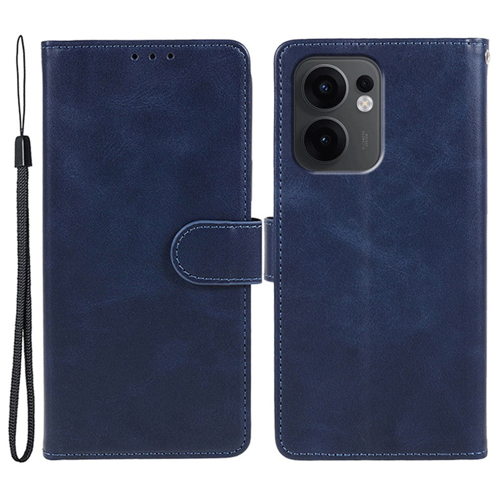 For Oppo Reno13 F 4G / 5G Case PU Leather Wallet Protective Phone Cover Calf Texture - Blue