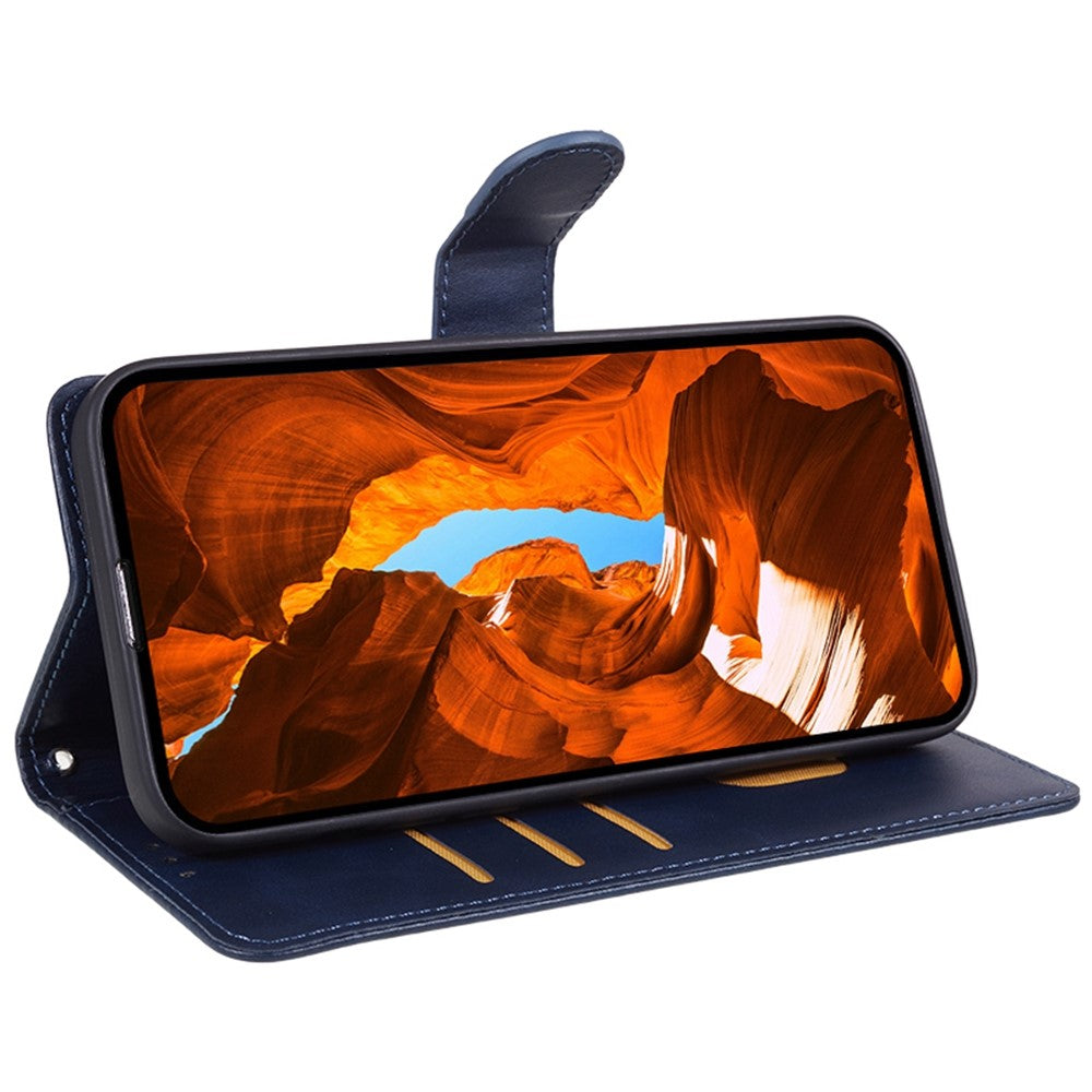 For Oppo Reno13 F 4G / 5G Case PU Leather Wallet Protective Phone Cover Calf Texture - Blue