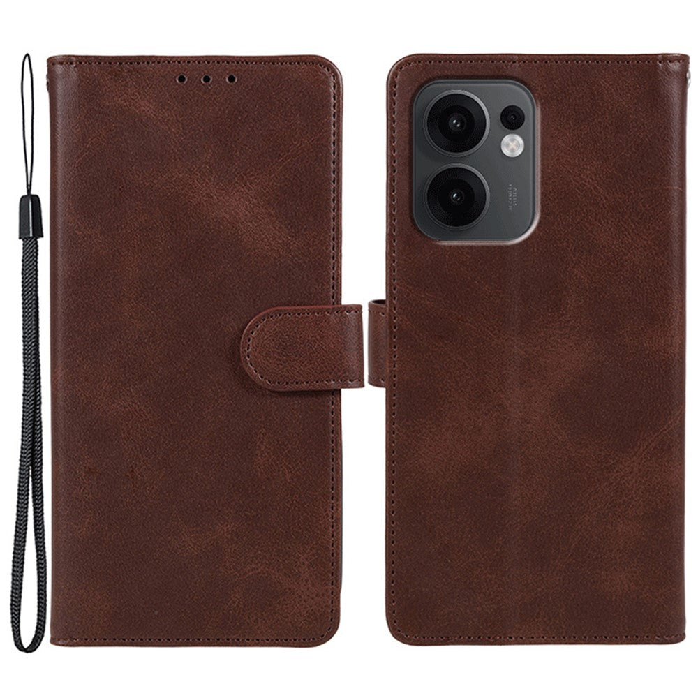 For Oppo Reno13 F 4G / 5G Case PU Leather Wallet Protective Phone Cover Calf Texture - Brown