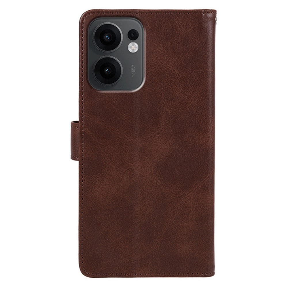 For Oppo Reno13 F 4G / 5G Case PU Leather Wallet Protective Phone Cover Calf Texture - Brown
