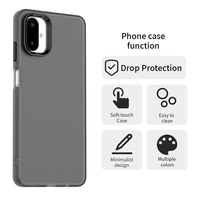 For Samsung Galaxy F06 5G / M06 5G Case PC + TPU + PET Matte Anti-Drop Phone Back Cover - Black
