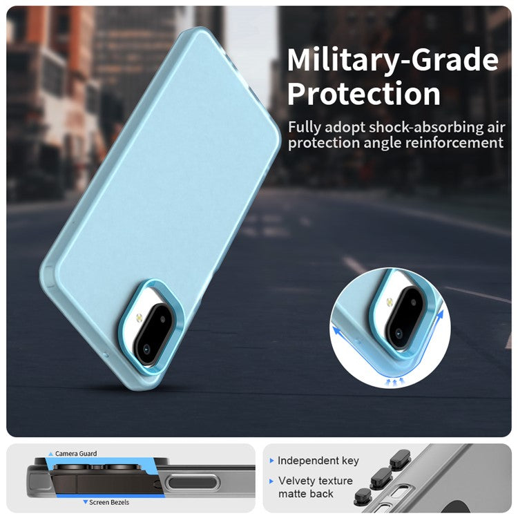 For Samsung Galaxy F06 5G / M06 5G Case PC + TPU + PET Matte Anti-Drop Phone Back Cover - Blue