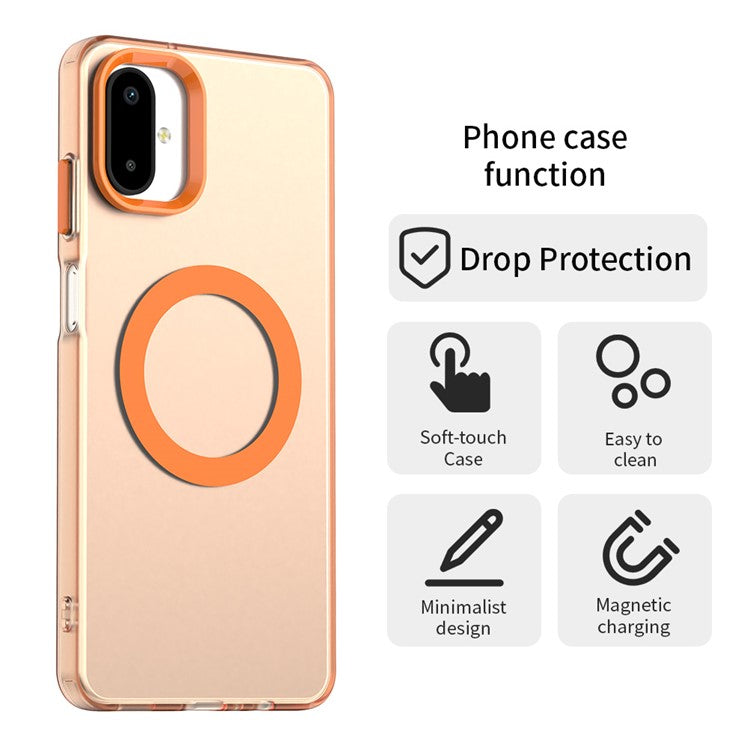 For Samsung Galaxy F06 5G / M06 5G Case Compatible with MagSafe Anti Drop Hybrid Phone Back Cover - Orange