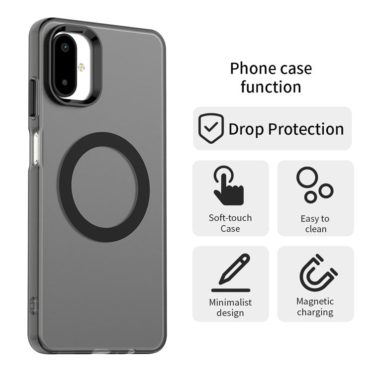 For Samsung Galaxy F06 5G / M06 5G Case Compatible with MagSafe Anti Drop Hybrid Phone Back Cover - Black