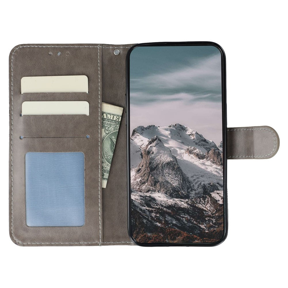 For Oppo Reno13 5G (Global) Case PU Leather Mandala Imprinted Design Wallet Phone Cover - Grey