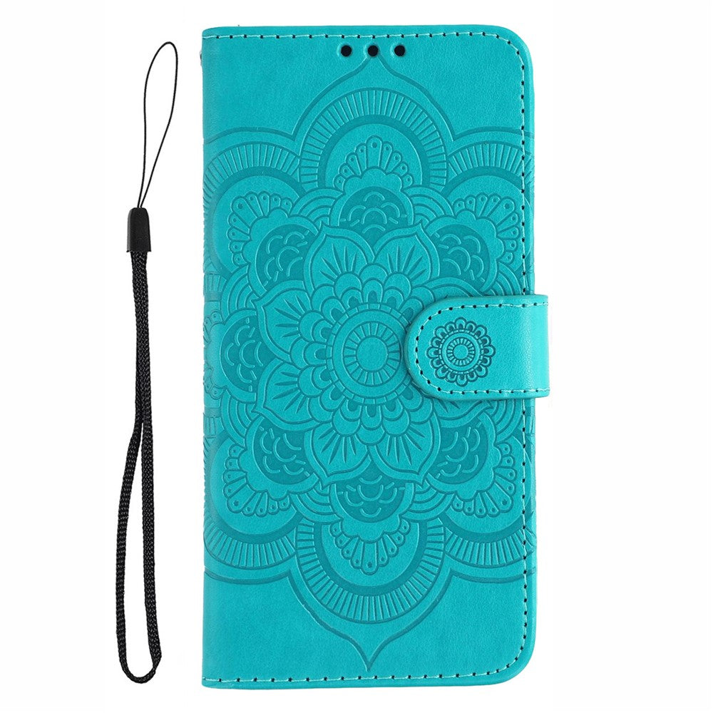 For Oppo Reno13 5G (Global) Case PU Leather Mandala Imprinted Design Wallet Phone Cover - Blue