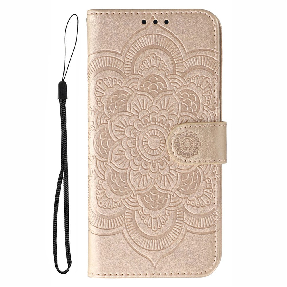 For Oppo Reno13 5G (Global) Case PU Leather Mandala Imprinted Design Wallet Phone Cover - Rose Gold
