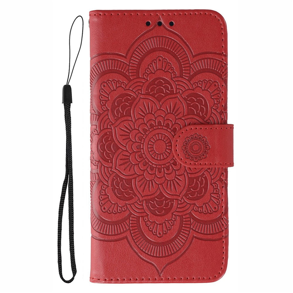 For Oppo Reno13 Pro 5G Case PU Leather Mandala Imprinted Design Wallet Phone Cover - Red
